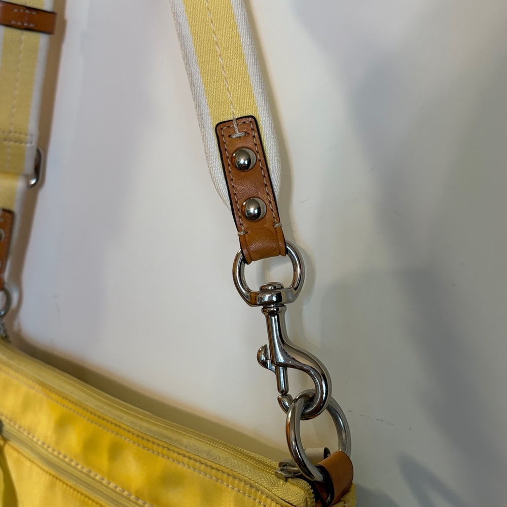 Coach Hampton Weekend Swing Crossbody Purse in Sunny Yellow Satin Fabric - Picture 7 of 14